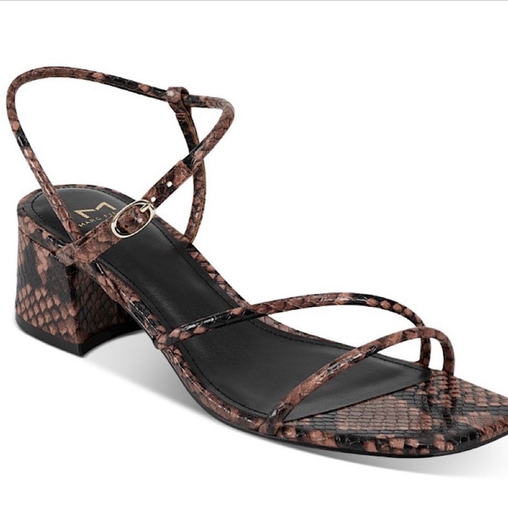 Marc Fisher limited jiny snake print sandals 2” block heel size 8.5